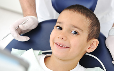 A young boy in a dental chair